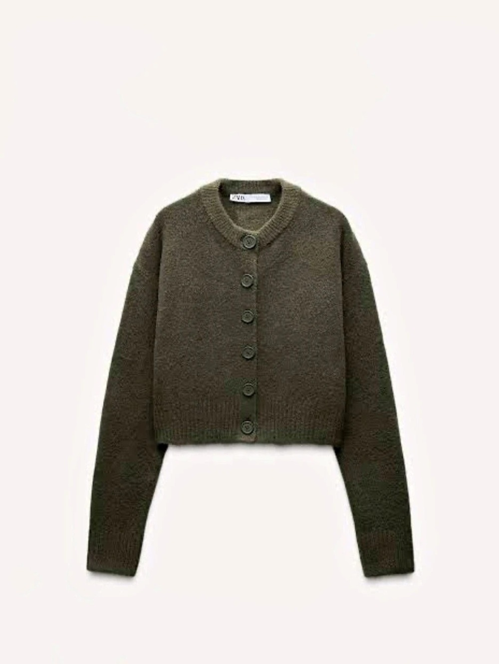Zara Cotton-Blend Relaxed Fit Cardigan Green